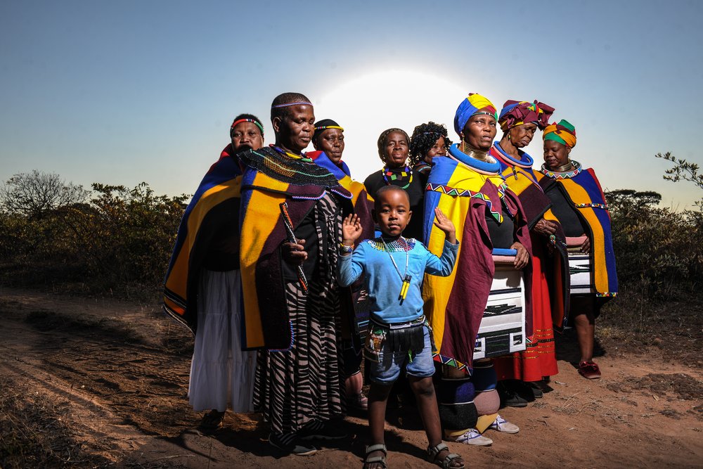 Women and child in traditional African clothing